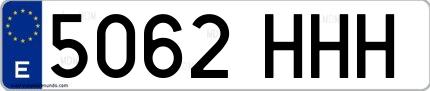 Ejemplo de matrícula española 5062 HHH