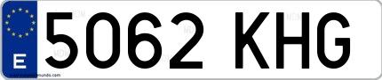 Ejemplo de matrícula española 5062 KHG