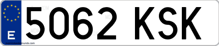 Ejemplo de matrícula de coche ordinaria 5062 KSK