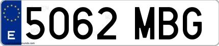 Ejemplo de matrícula española 5062 MBG