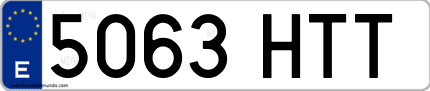 Ejemplo de matrícula de coche ordinaria 5063 HTT