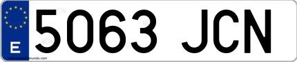 Ejemplo de matrícula española 5063 JCN
