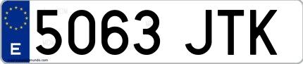Ejemplo de matrícula española 5063 JTK