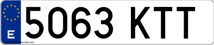 Ejemplo de matrícula de coche ordinaria 5063 KTT