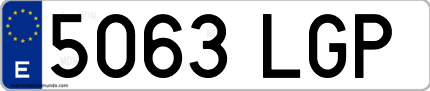 Ejemplo de matrícula de coche ordinaria 5063 LGP
