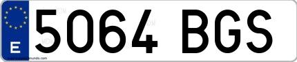 Ejemplo de matrícula española 5064 BGS