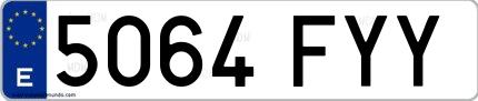 Ejemplo de matrícula española 5064 FYY