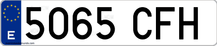 Ejemplo de matrícula de coche ordinaria 5065 CFH
