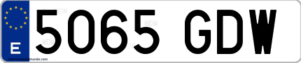 Ejemplo de matrícula de coche ordinaria 5065 GDW