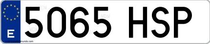 Ejemplo de matrícula española 5065 HSP