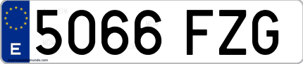Ejemplo de matrícula de coche ordinaria 5066 FZG