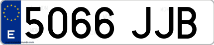 Ejemplo de matrícula de coche ordinaria 5066 JJB