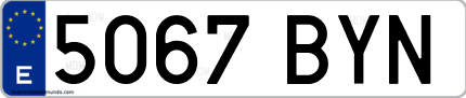 Ejemplo de matrícula de coche ordinaria 5067 BYN