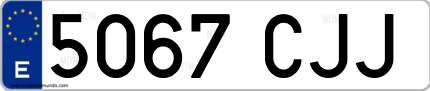Ejemplo de matrícula de coche ordinaria 5067 CJJ
