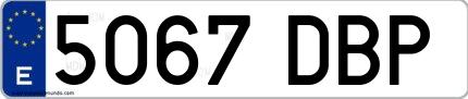 Ejemplo de matrícula española 5067 DBP