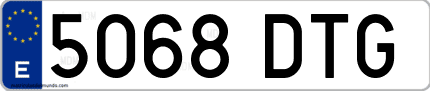 Ejemplo de matrícula de coche ordinaria 5068 DTG