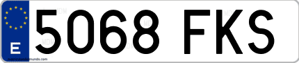 Ejemplo de matrícula de coche ordinaria 5068 FKS
