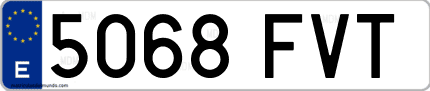Ejemplo de matrícula de coche ordinaria 5068 FVT