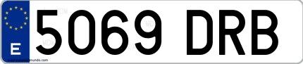 Ejemplo de matrícula española 5069 DRB