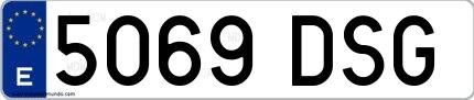 Ejemplo de matrícula española 5069 DSG