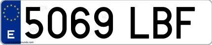 Ejemplo de matrícula española 5069 LBF