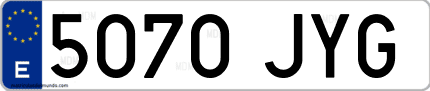 Ejemplo de matrícula de coche ordinaria 5070 JYG