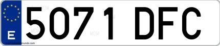 Ejemplo de matrícula española 5071 DFC