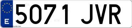 Ejemplo de matrícula de coche ordinaria 5071 JVR