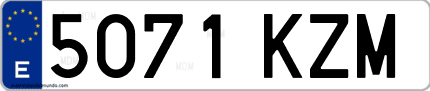 Ejemplo de matrícula de coche ordinaria 5071 KZM