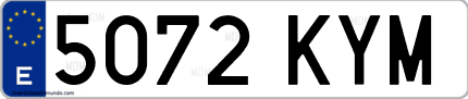 Ejemplo de matrícula de coche ordinaria 5072 KYM