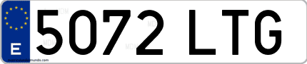 Ejemplo de matrícula de coche ordinaria 5072 LTG