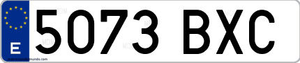 Ejemplo de matrícula de coche ordinaria 5073 BXC