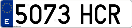 Ejemplo de matrícula de coche ordinaria 5073 HCR