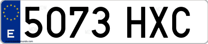 Ejemplo de matrícula de coche ordinaria 5073 HXC