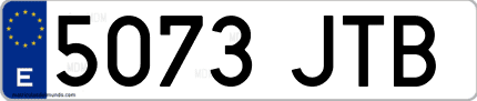 Ejemplo de matrícula de coche ordinaria 5073 JTB