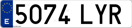Ejemplo de matrícula de coche ordinaria 5074 LYR