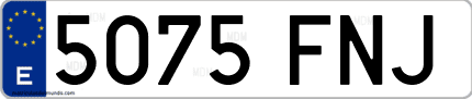 Ejemplo de matrícula de coche ordinaria 5075 FNJ