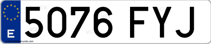 Ejemplo de matrícula de coche ordinaria 5076 FYJ