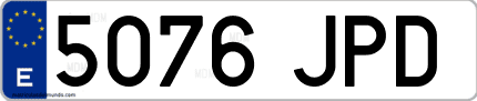 Ejemplo de matrícula de coche ordinaria 5076 JPD