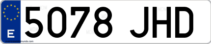 Ejemplo de matrícula de coche ordinaria 5078 JHD