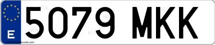Ejemplo de matrícula española 5079 MKK