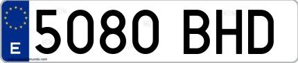 Ejemplo de matrícula española 5080 BHD