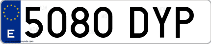 Ejemplo de matrícula de coche ordinaria 5080 DYP