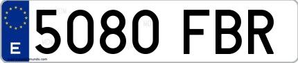 Ejemplo de matrícula española 5080 FBR