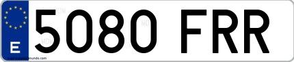 Ejemplo de matrícula española 5080 FRR