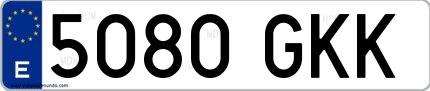 Ejemplo de matrícula española 5080 GKK