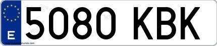 Ejemplo de matrícula española 5080 KBK