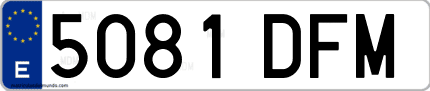 Ejemplo de matrícula de coche ordinaria 5081 DFM
