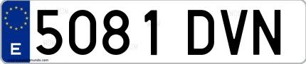 Ejemplo de matrícula española 5081 DVN