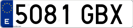 Ejemplo de matrícula de coche ordinaria 5081 GBX